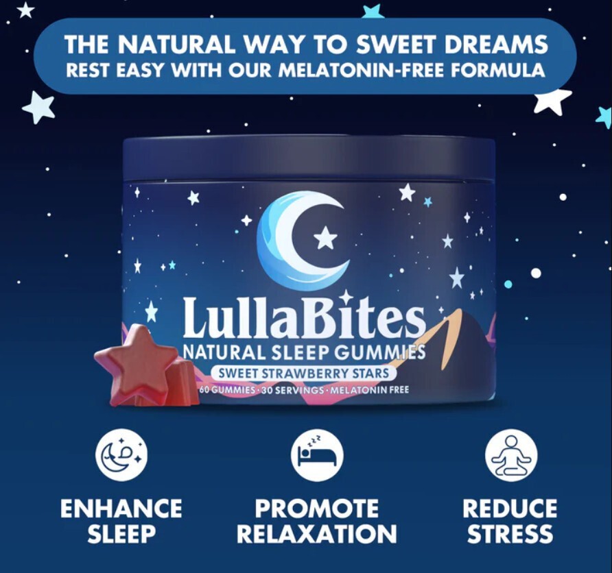 LullaBites Natural Gummies - 30 Servings -Sweet Strawberry Stars