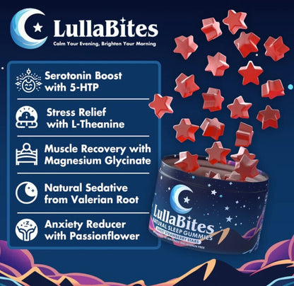 LullaBites Natural Gummies - 30 Servings -Sweet Strawberry Stars